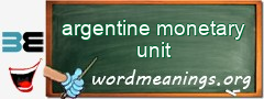WordMeaning blackboard for argentine monetary unit